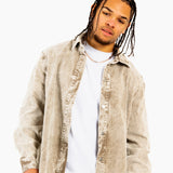 Washed Acid Beige Corduroy Relaxed Shirt