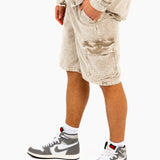 Acid Wash Beige Corduroy Cargo Shorts