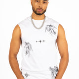 White Printed "Renaissance" Graphic Vest