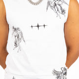 White Printed "Renaissance" Graphic Vest