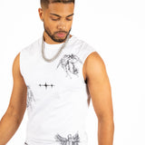 White Printed "Renaissance" Graphic Vest