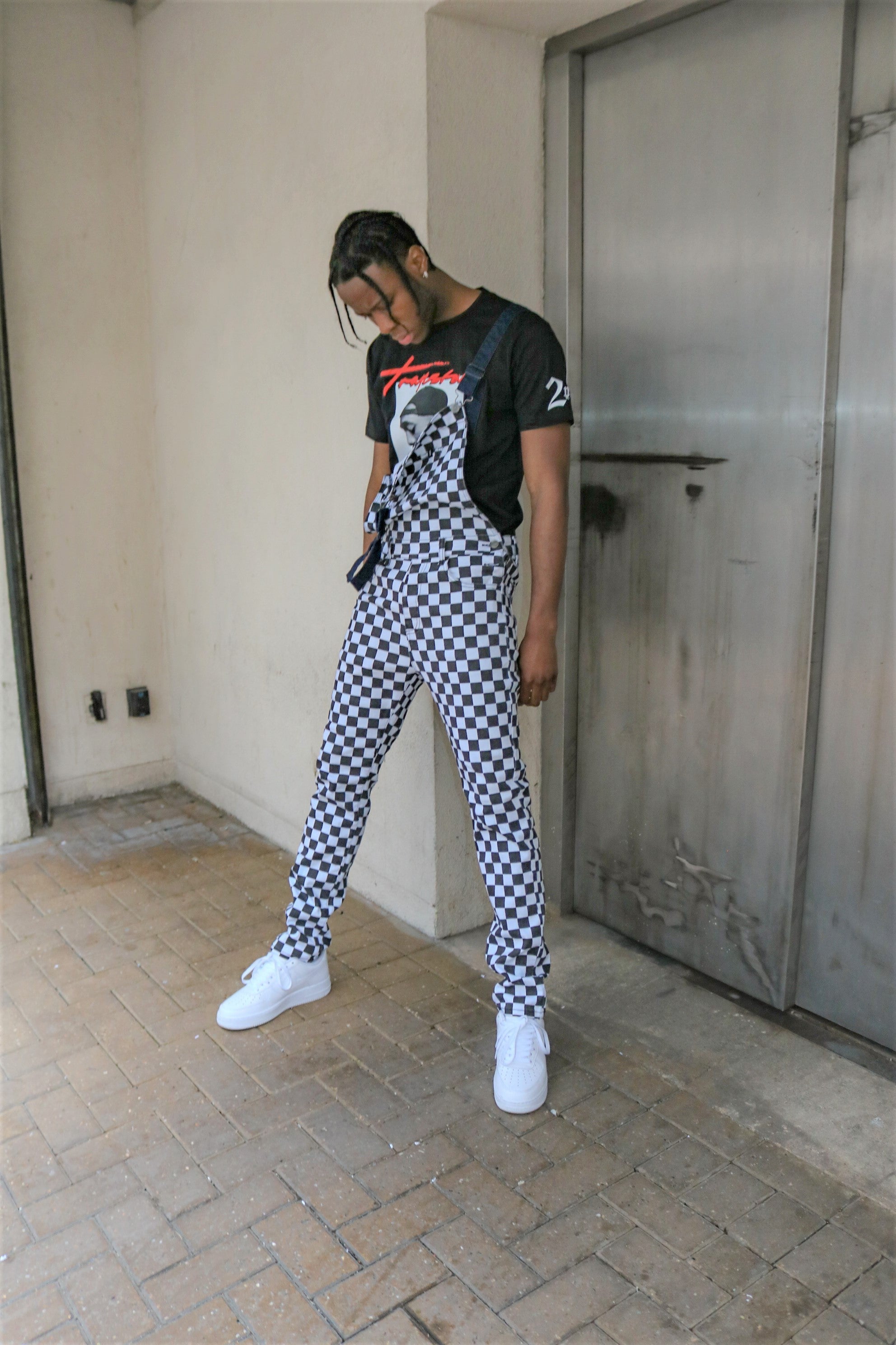 Checkered Denim Dungaree