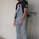 Checkered Denim Dungaree