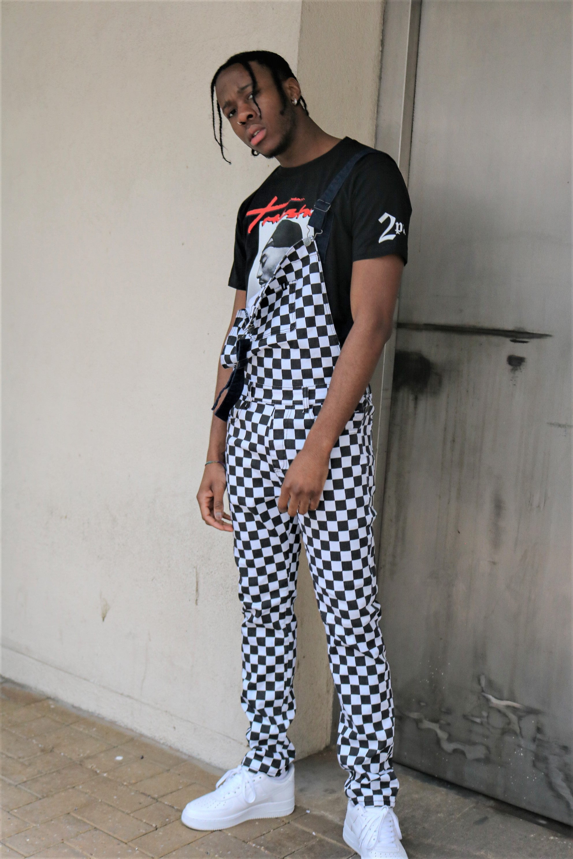 Checkered Denim Dungaree