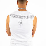 White Printed "Renaissance" Graphic Vest