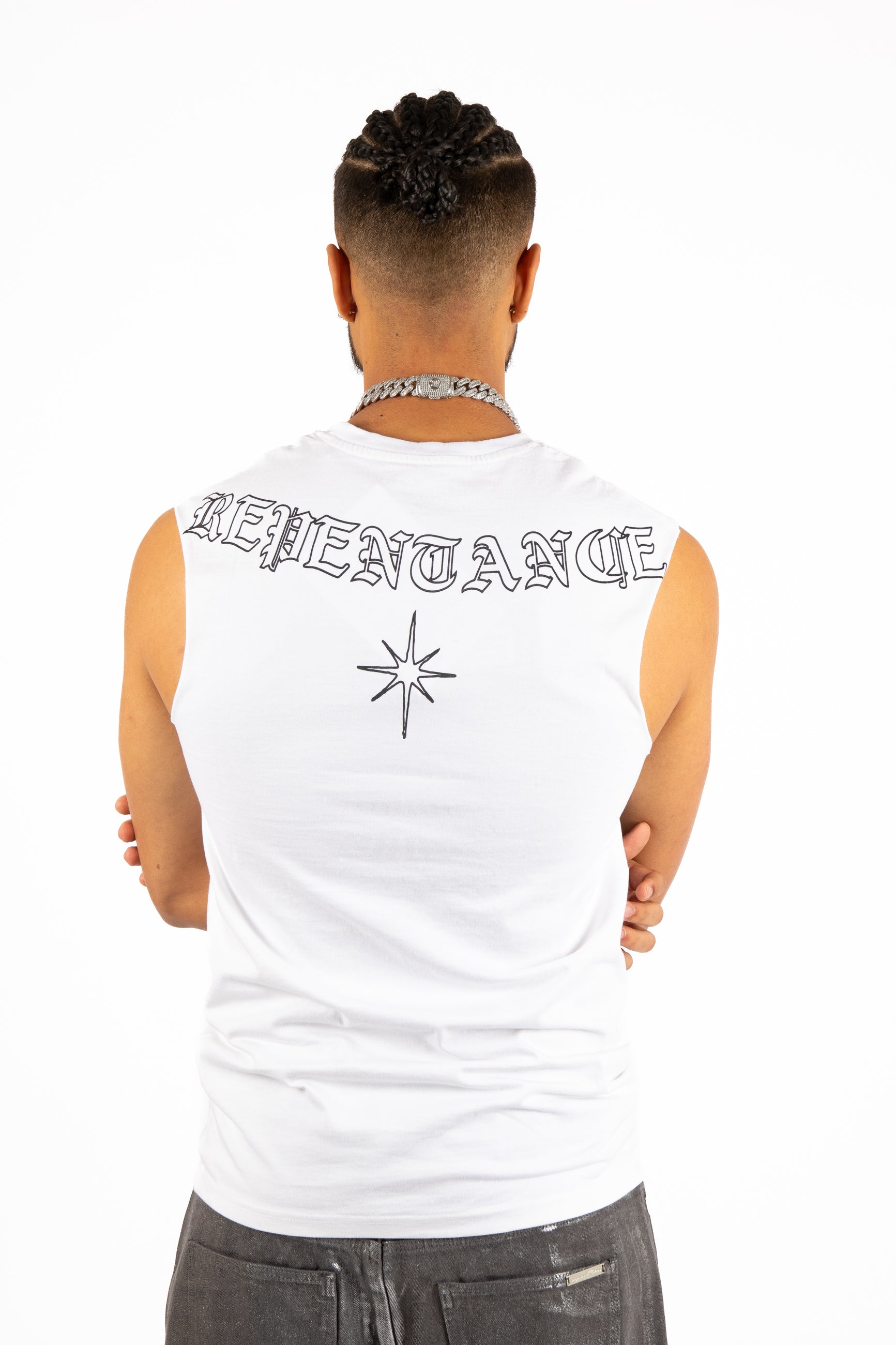 White Printed "Renaissance" Graphic Vest