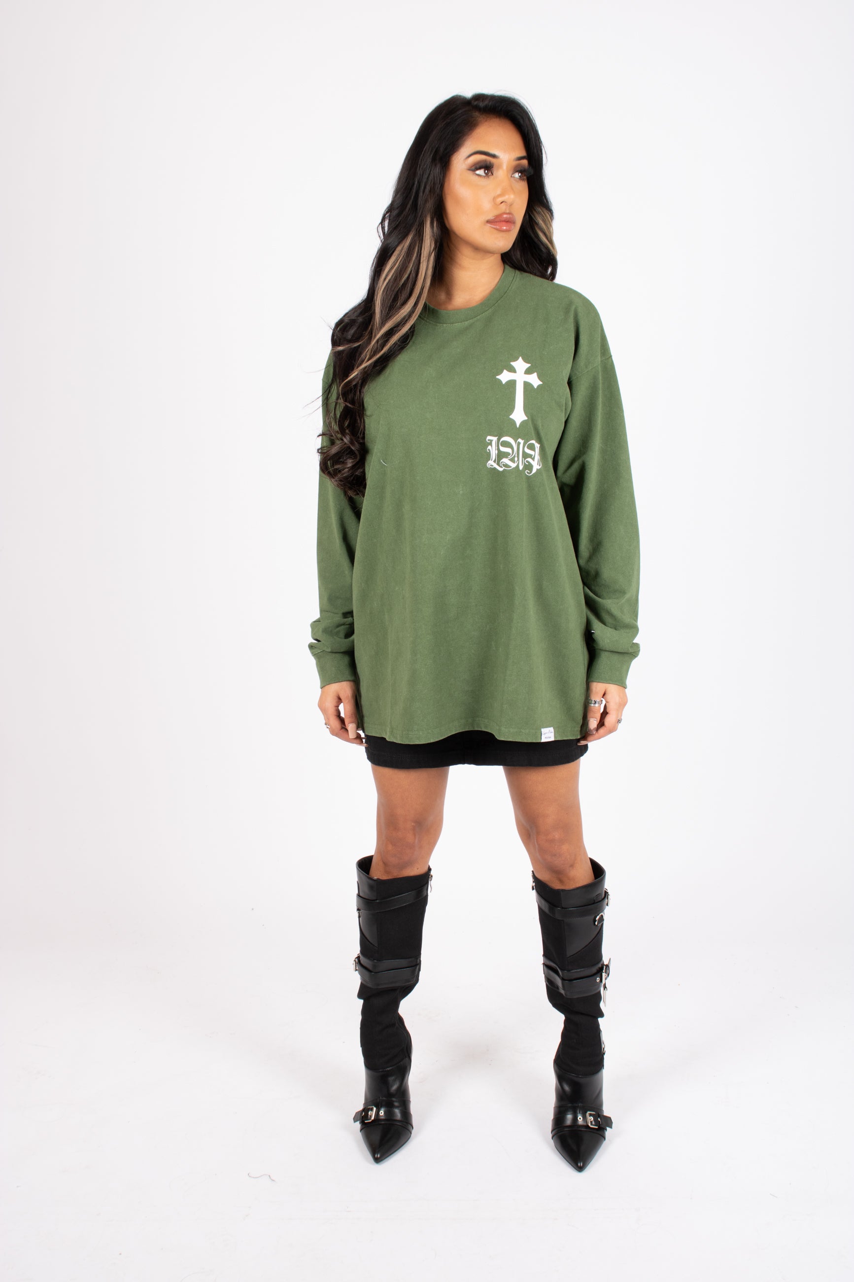 green-long-sleeve-rebel-cross-edgy-style