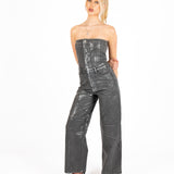 Metallic Bandeau Panelled Jumpsuit