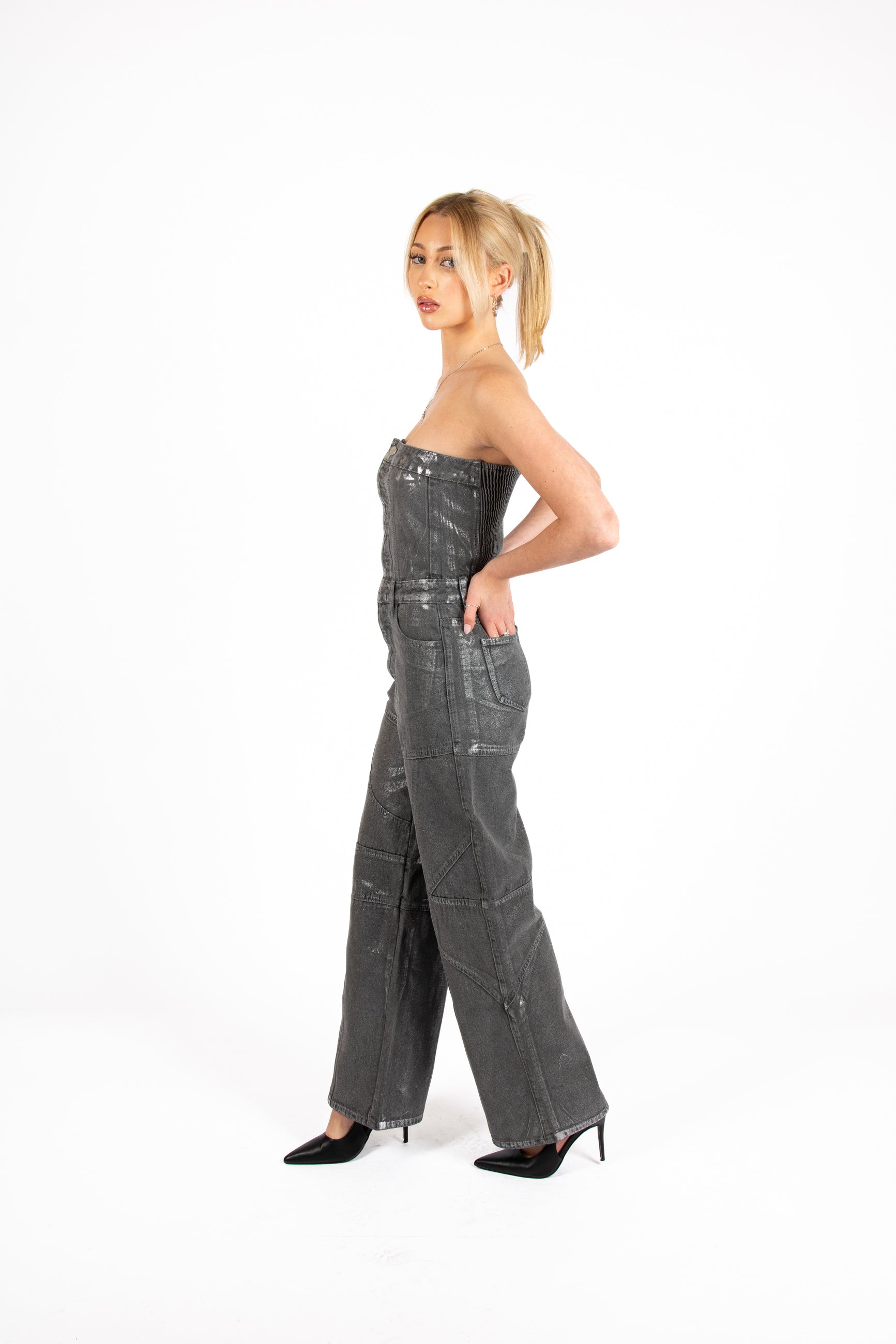 Metallic Bandeau Panelled Jumpsuit