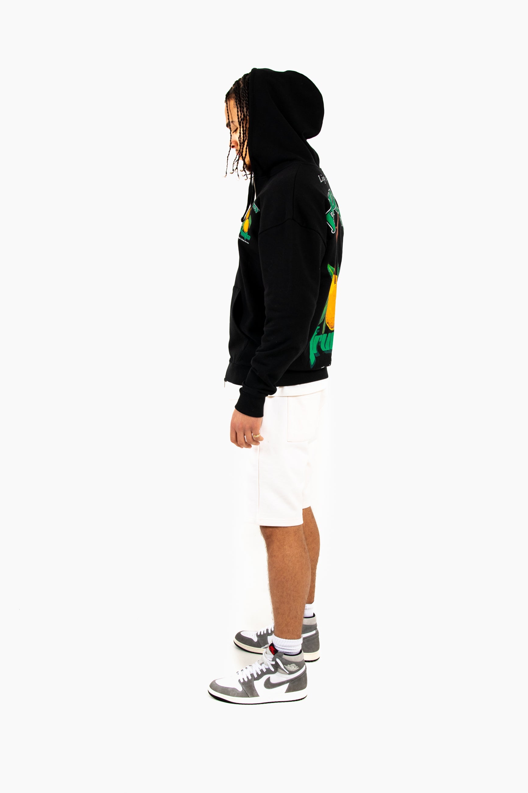 Oversized 'Forbidden Fruits' Back Printed Zip Up Hoodie