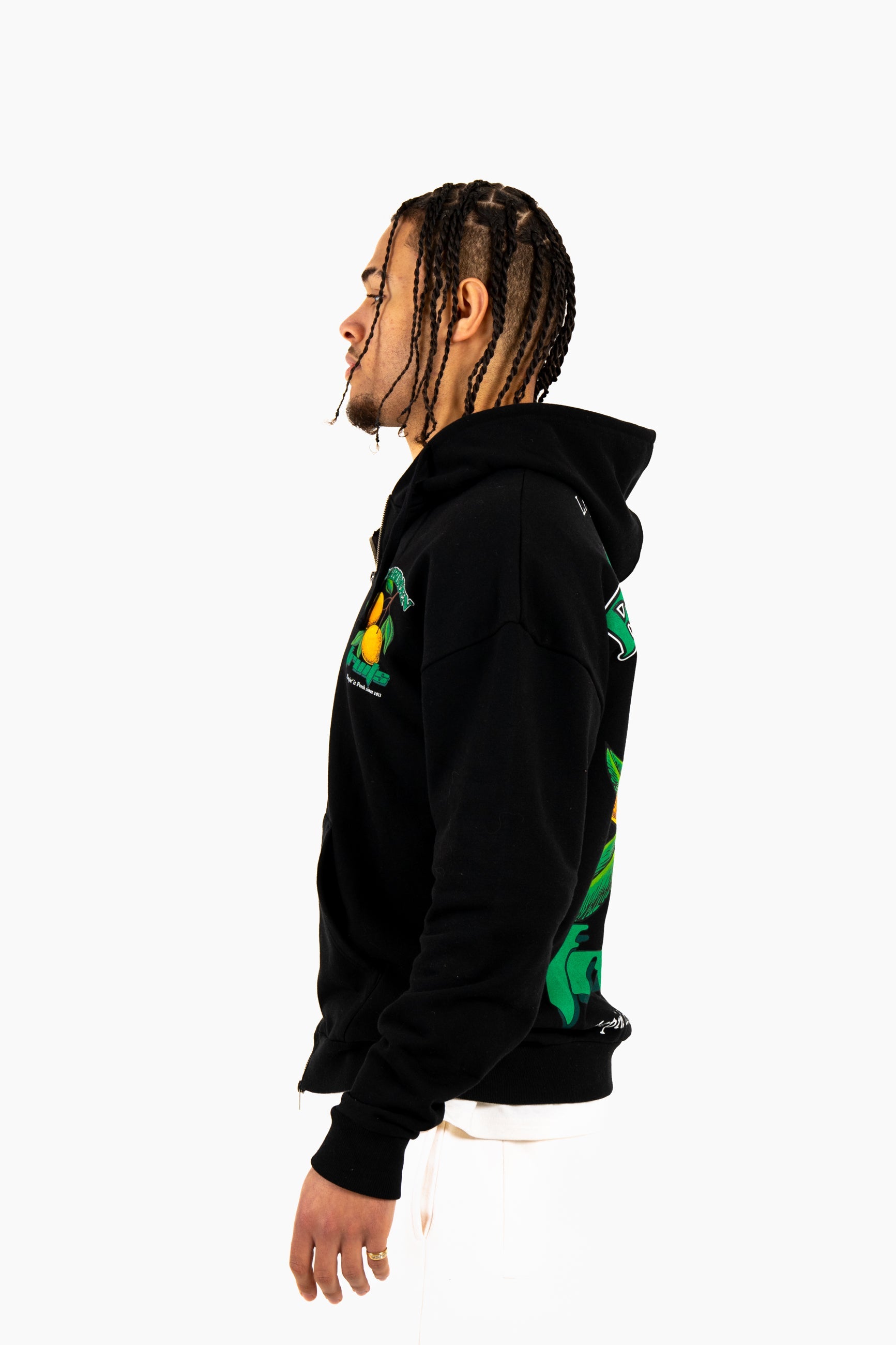 Oversized 'Forbidden Fruits' Back Printed Zip Up Hoodie