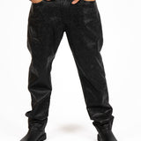 Black PU Paisley Embossed Trouser