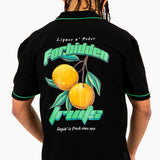 Forbidden Fruits' Back Printed Revere Collar Black Shirt