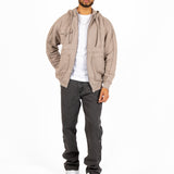 Stone Grey Utility Frayed Seams Hoodie