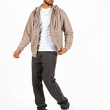 Stone Grey Utility Frayed Seams Hoodie