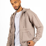 Stone Grey Utility Frayed Seams Hoodie