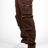 Relaxed Fit Utility Cargo Pants In Chocolate Brown