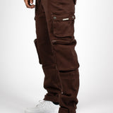 Relaxed Fit Utility Cargo Pants In Chocolate Brown