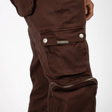 Relaxed Fit Utility Cargo Pants In Chocolate Brown