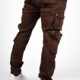 Relaxed Fit Utility Cargo Pants In Chocolate Brown