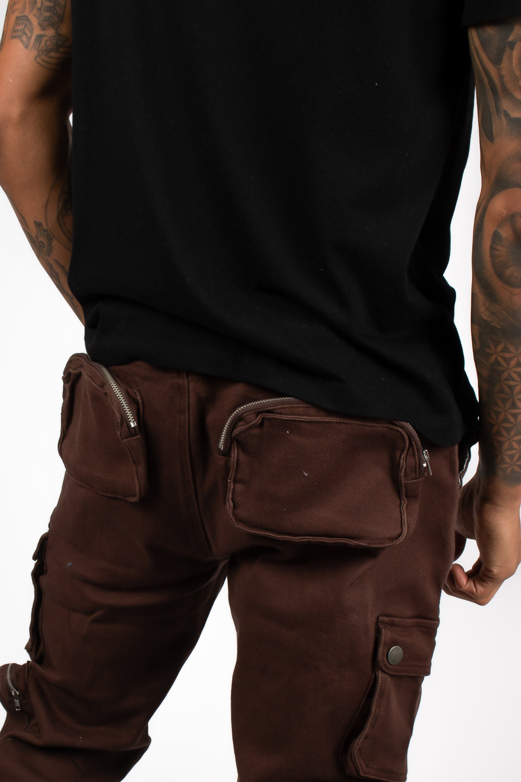 Relaxed Fit Utility Cargo Pants In Chocolate Brown