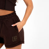 Brown LNP Essential Relaxed Raw Edge Shorts