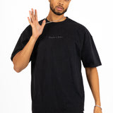 Black Oversized "REPENTANCE" Motif Printed T-Shirt