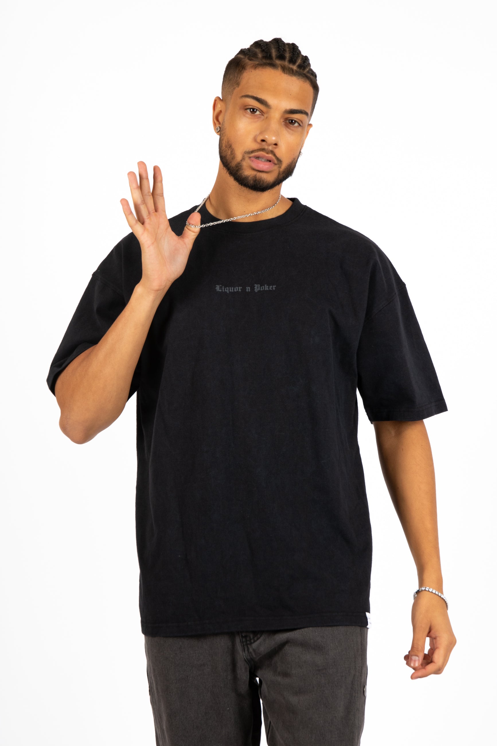 Black Oversized "REPENTANCE" Motif Printed T-Shirt