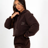 Brown LNP Essential Cropped Hoodie