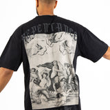 Black Oversized "REPENTANCE" Motif Printed T-Shirt