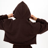 Brown LNP Essential Cropped Hoodie