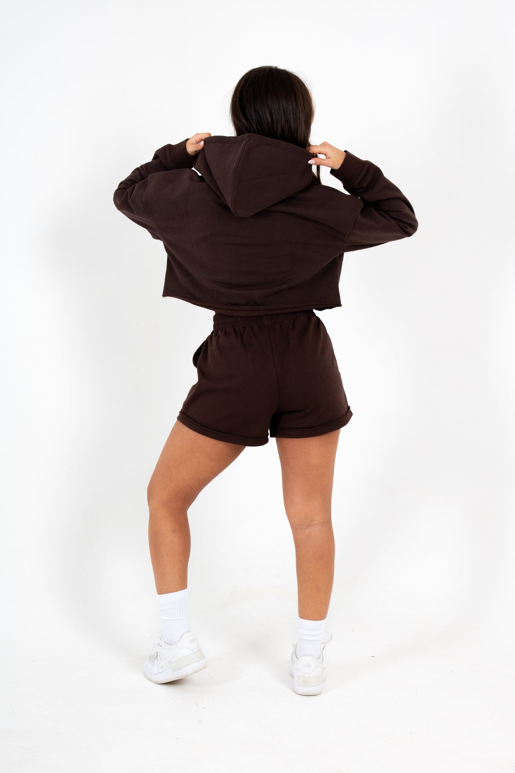 Brown LNP Essential Cropped Hoodie