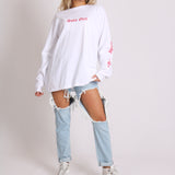 Solo Girl Long Sleeve T-Shirt With Safari Print In White