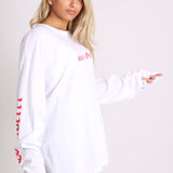 Solo Girl Long Sleeve T-Shirt With Safari Print In White