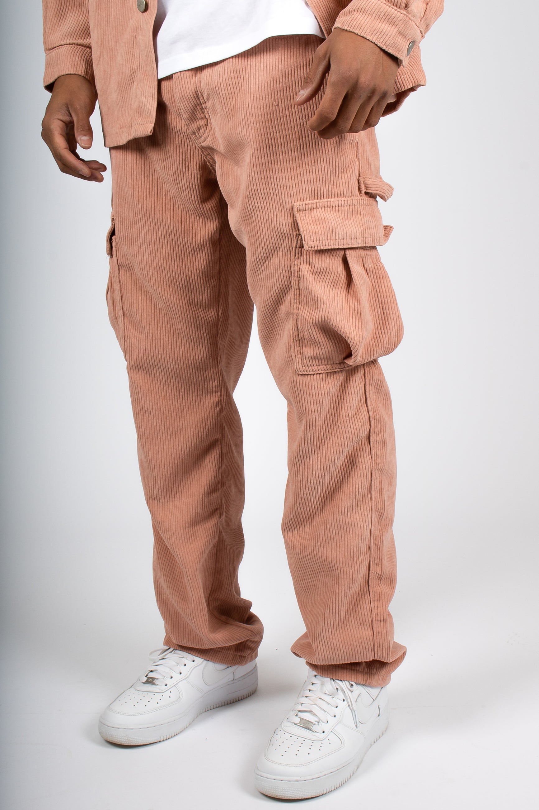 LNP Official | Corduroy Utility Cargo Trousers In Blush Pink