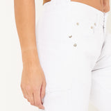 Midori Stepped Hem White Boyfriend Jeans