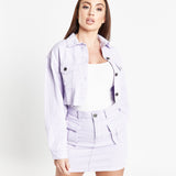 Candy Denim Mini Skirt In Soft Lilac