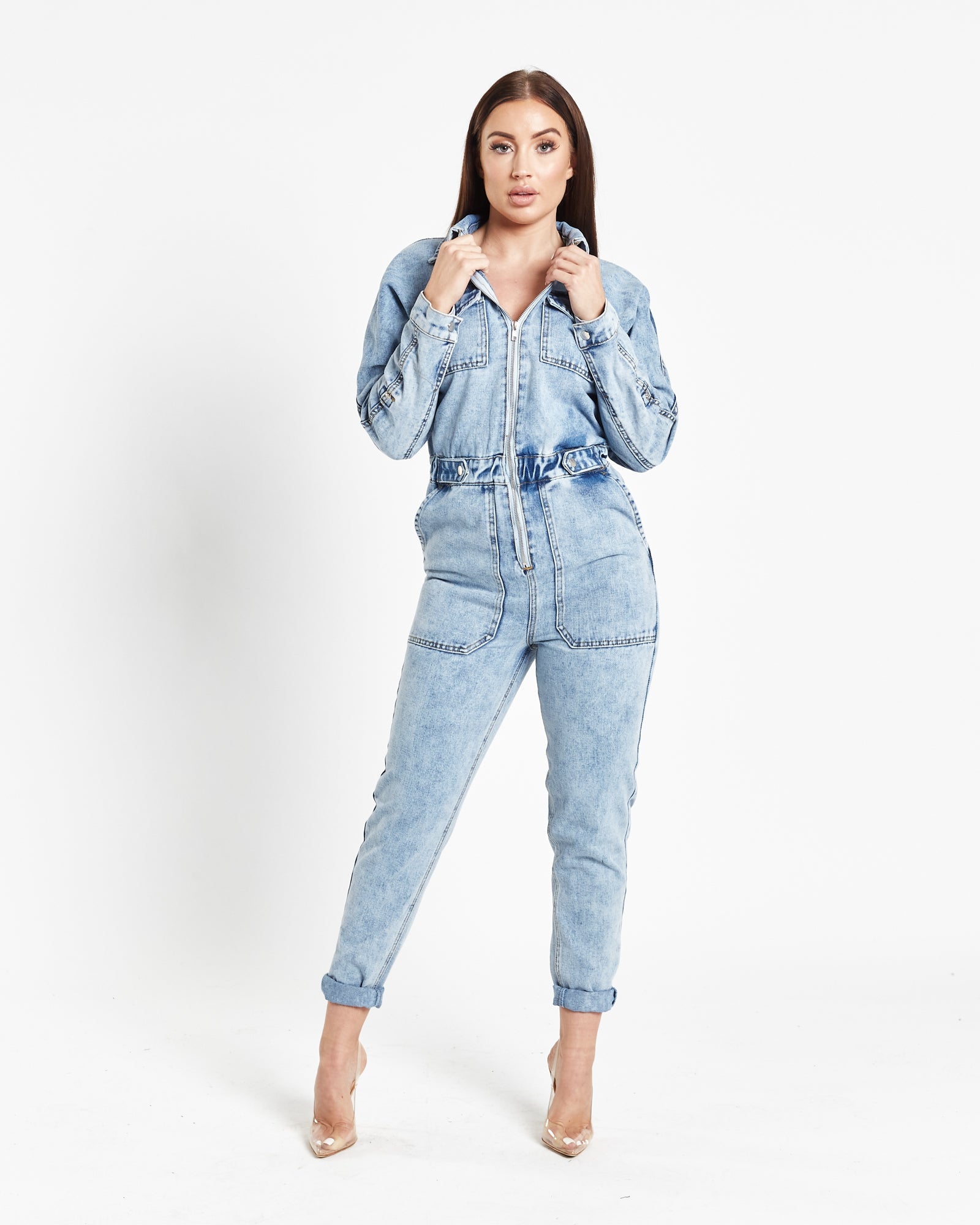 Acid Wash Indigo Denim Boilersuit