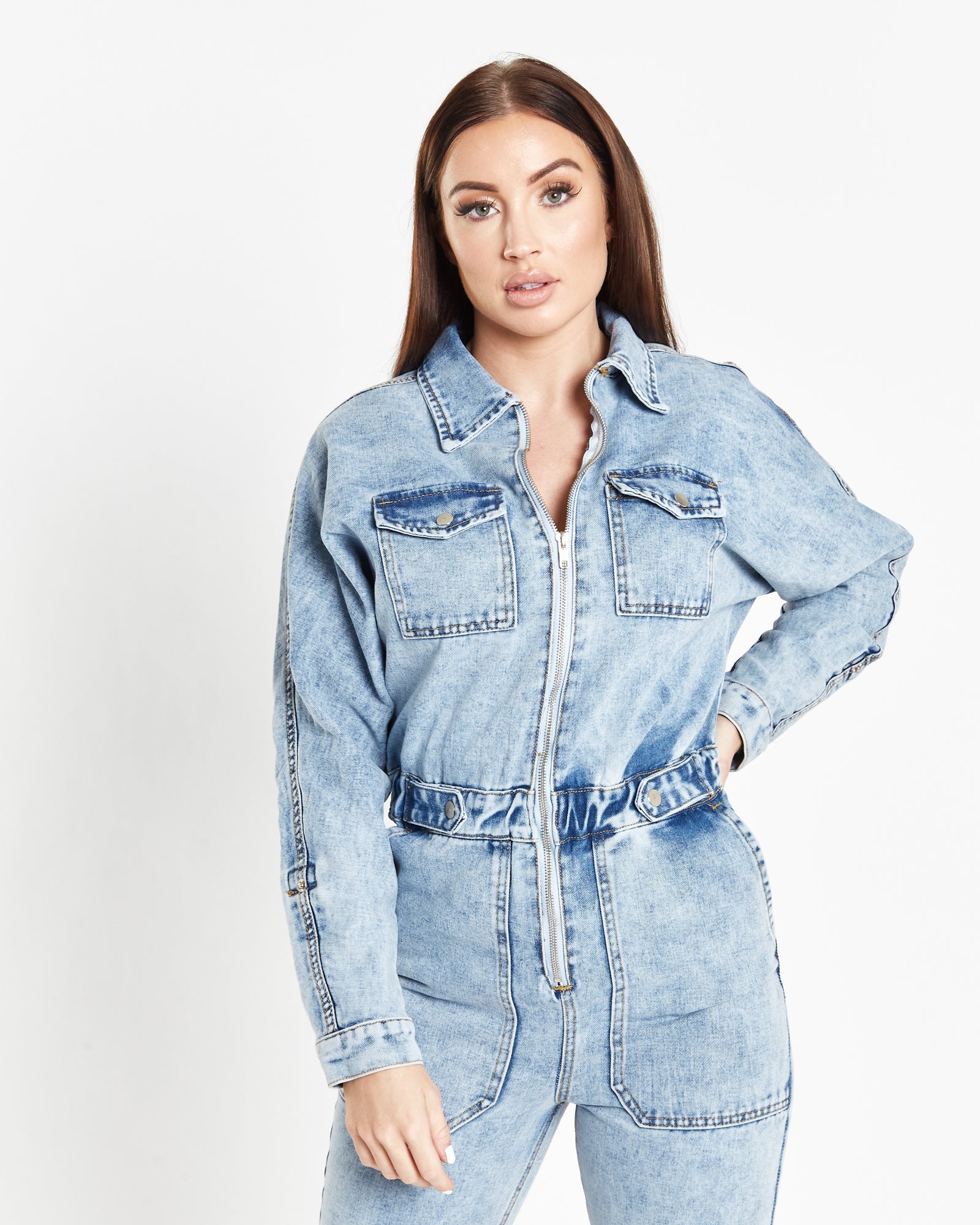 Acid Wash Indigo Denim Boilersuit