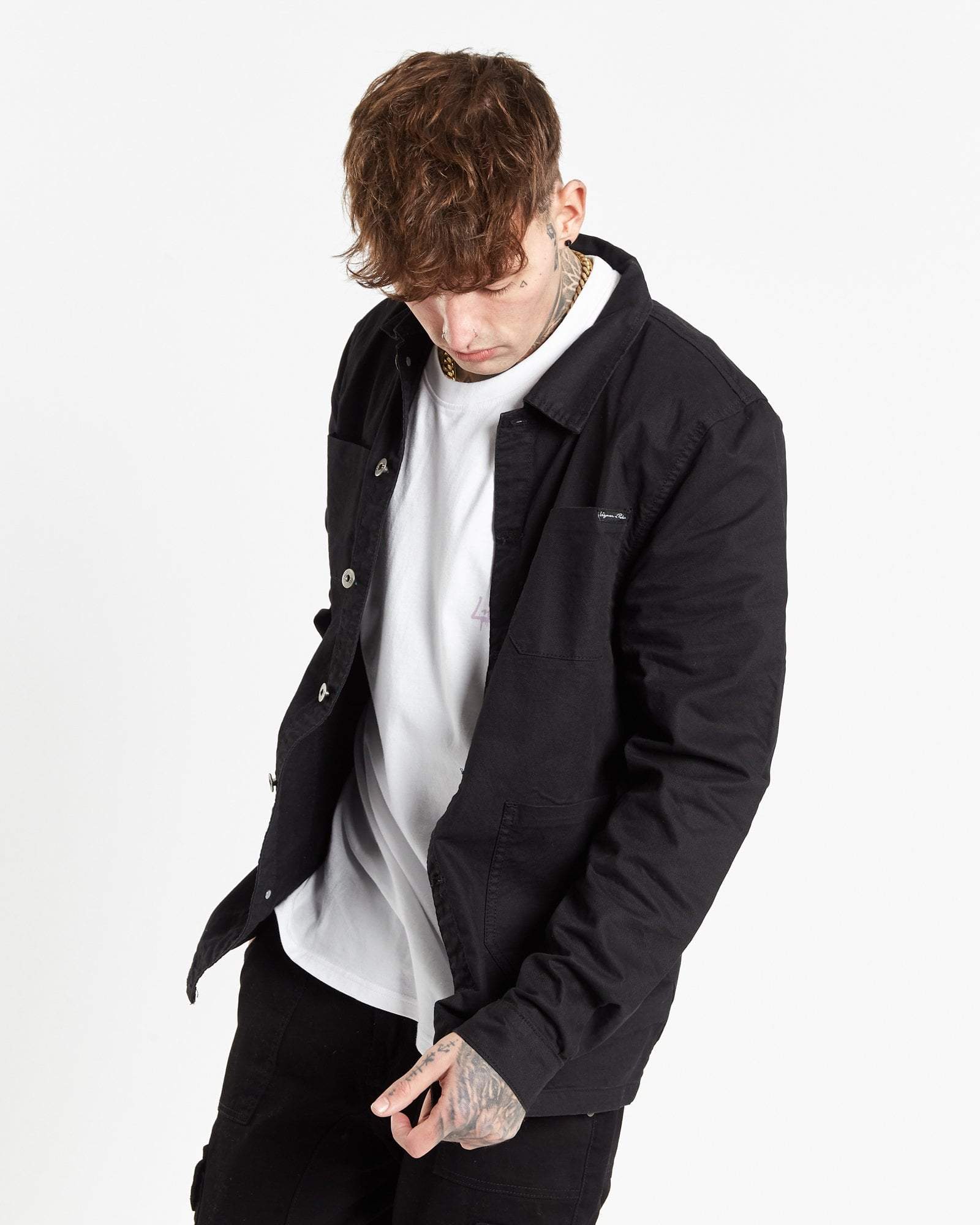 Fort Utility Black Twill Denim Shirt