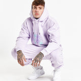 Illustrated Faces Relaxed Hoody In Lilac