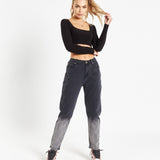 Mom Jeans In Comfort Stretch In Ombre Effect