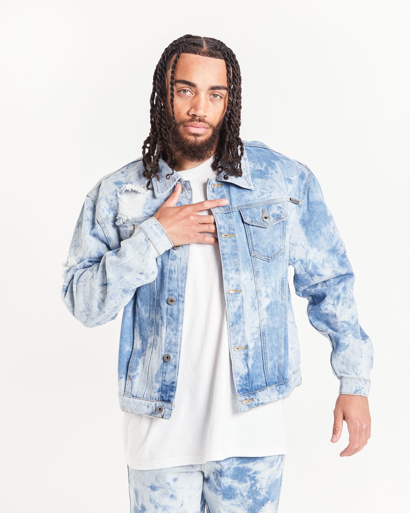 Oversized Cloud Wash Denim Jacket