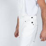 Louisiana White Distressed Denim Overall Shorts