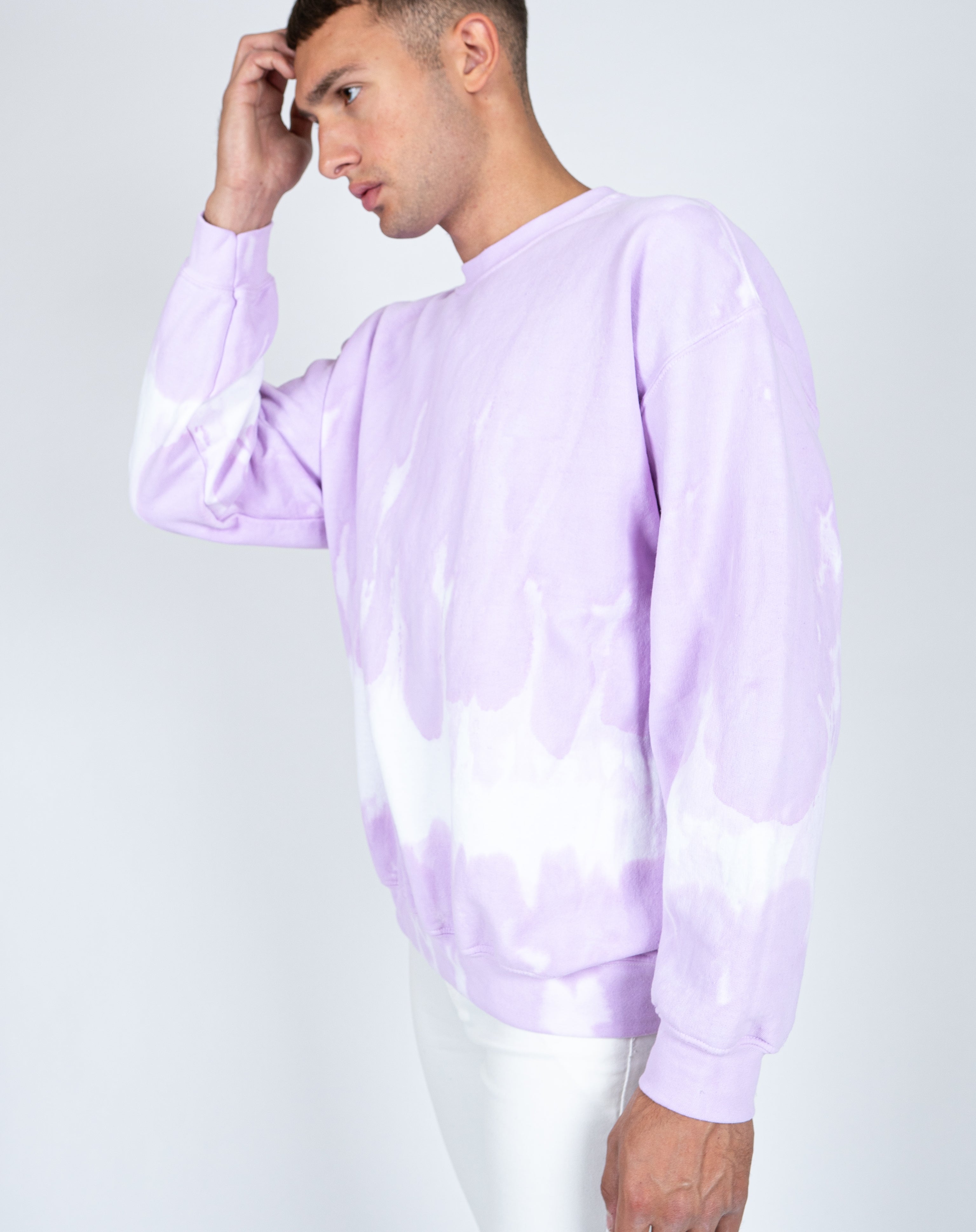 Unisex Candy Sweatshirt With Tie Dye Stripe In Lilac