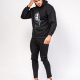 Illustrated Faces Relaxed Black Hoody