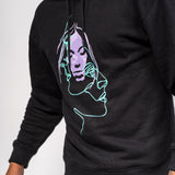 Illustrated Faces Relaxed Black Hoody