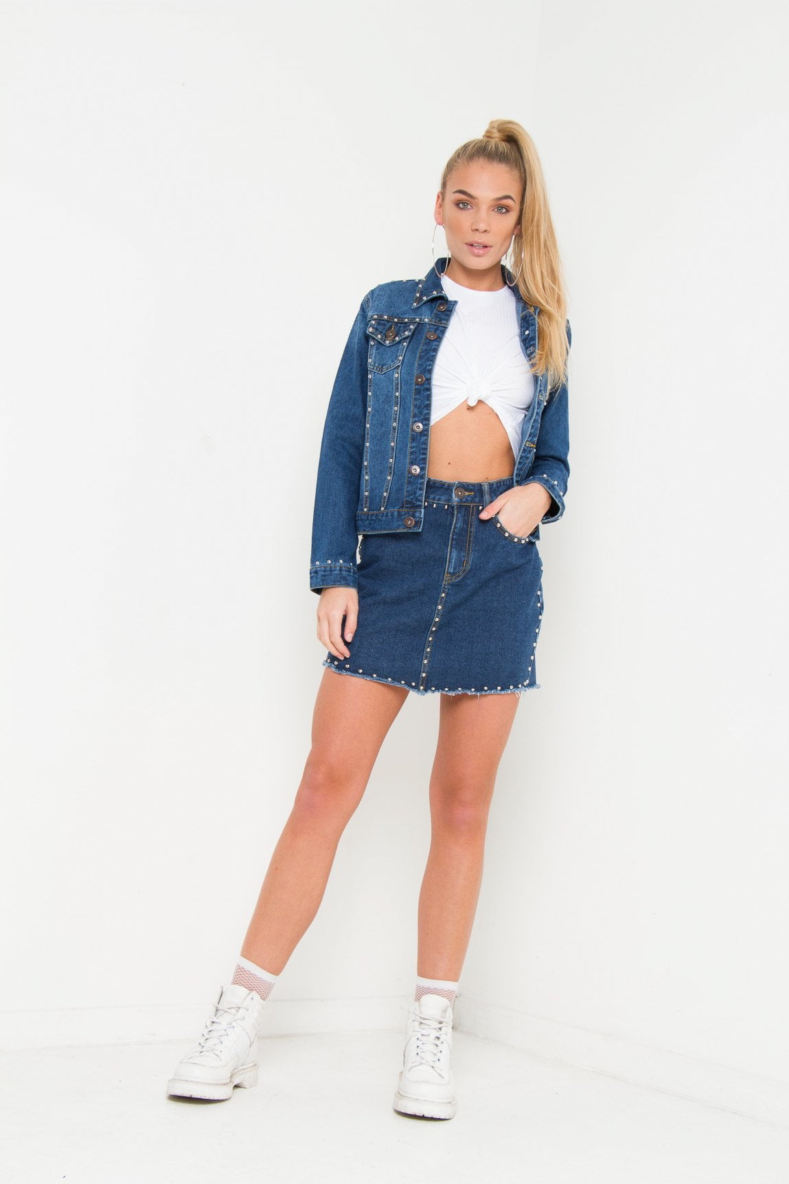 Texas Mini Denim Skirt With Stud