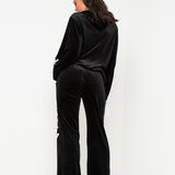 Albany Cropped Velour Hoodie With Eyelet Detail