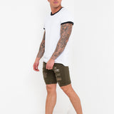 Khaki Ripped Skinny Stretch Denim Shorts